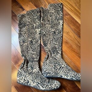 Stuart Weitzman leopard suede knee-high boots